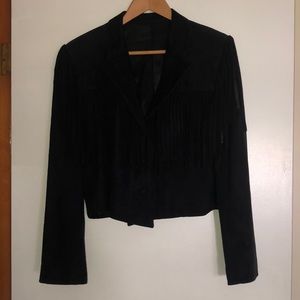 Black Fringed Velvet Jacket